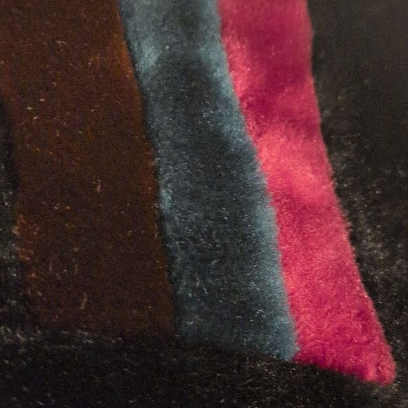 Vintage 1960s/70s Olympia black fur coat with multi color stripes mod - Picture 4 of 7